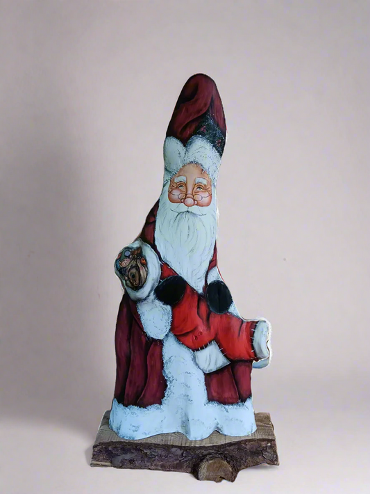 Hand-Painted Santa With Stocking (35in)