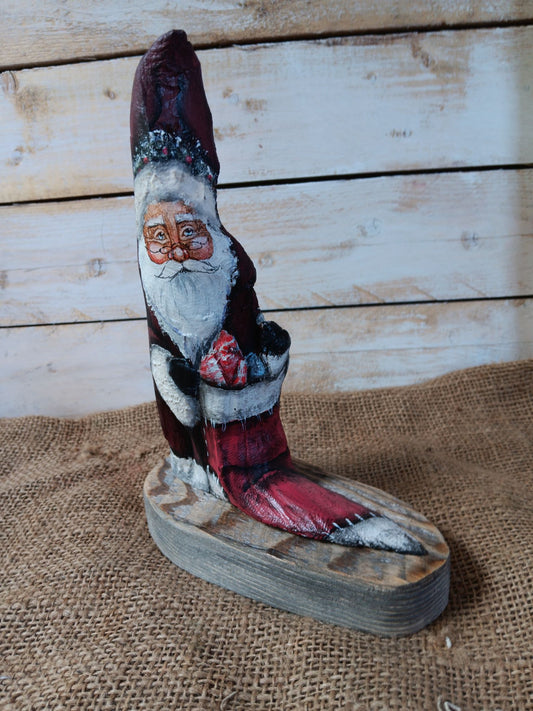 Hand-Painted Mini Santa Claus with Stocking (9in)