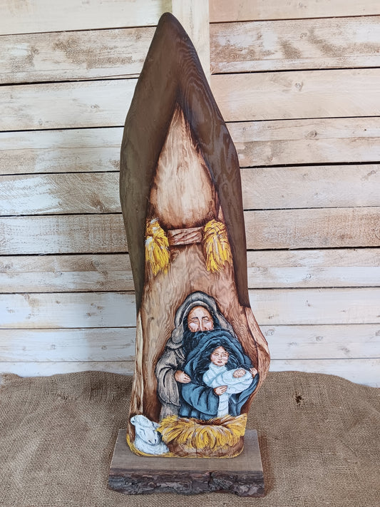Hand-Painted Nativity Scene with Marry, Joseph, and baby Jesus (29in)