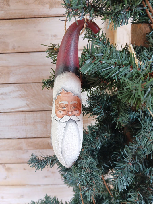 Hand Painted Gourd Santa Tree Ornaments (Pack of 3)